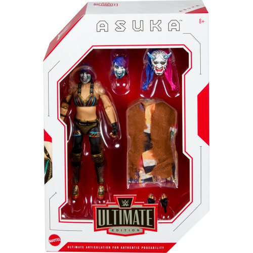 Mattel WWE Ultimate Edition Action Figure & Accessories Set, Asuka 6-inch Collectible with 30 Articulation Points, Swappable Pieces & Entrance Gear