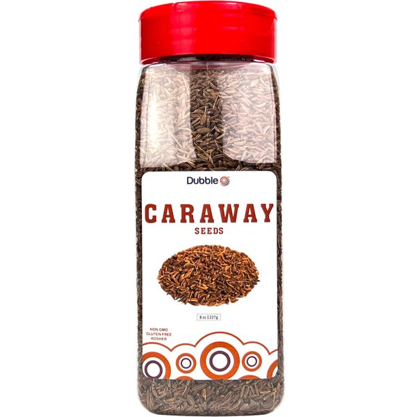 Caraway Seeds (Whole) - 8 oz. - Non GMO, Kosher, Halal, and Gluten Free - Dubble O Brand