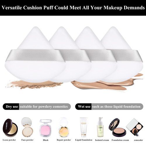 Maitys 12 Pieces Powder Puff Triangle Face Makeup Cosmetic for Loose Powder Soft Body Washable Reusable Foundation Sponge Mineral Wet Dry Makeup Tool(White, Small)