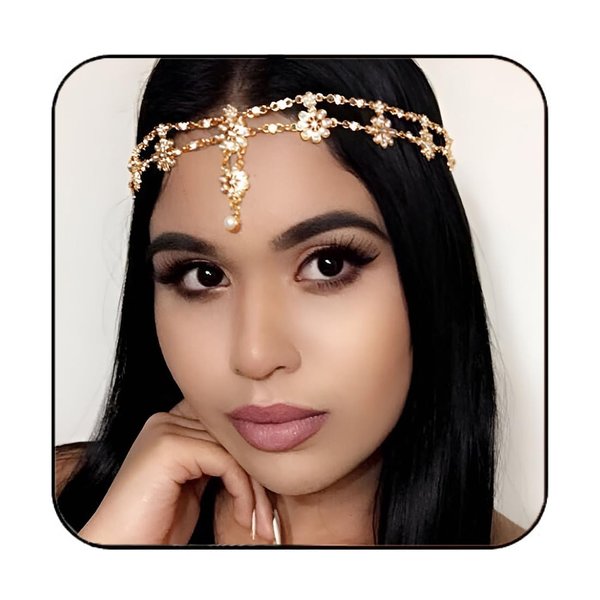 Gortin Head Chain Jewelry Rhinestones Wedding Headpiece Crystal Hair Chain Headband Halloween Costume Hair Accessories for Women