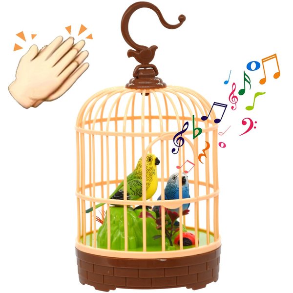HWD Voice-Activated Induction Birds Birdcage Toy, Talking Chirping Fluttering Parrot Birds Toys Gifts for Baby Toddler Kids Children (B)