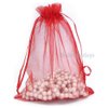 TheDisplayGuys 100-Pack 6x8 Red Sheer Organza Gift Bags with Drawstring, Goodie Bags for Jewelry, Candy Bags, Treat Bags, Wedding Favors Small Mesh Bags