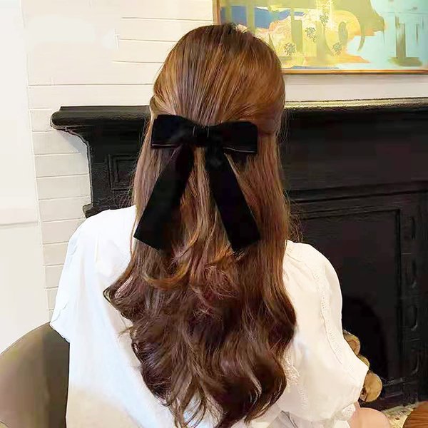 2Pack Velvet Bow Hair Ties, Classy Women Girls Hair Styling Accessories, Gift Hair Bows Cute Hair Clips for Mom Teen Toddler Girl Stuff, Elegant Headdress Decor, Back to School Outfits, Black and Red
