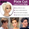 DÉBUT Human Hair Pixie Wig Side Part Lace Front Wigs with Side Fringe Swept Bangs Short Pixie Cut Wig 613 Color