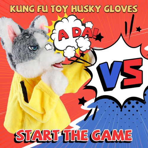 2PCS 2024 New Kung Fu Animal Toy Husky Gloves Doll Children's Game Plush Toys, Stuffed Hand Puppet Dog Action Toy, Boxing Husky Interactive Tricky Toy Gift for Kids