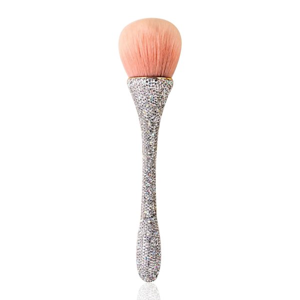 SILPECWEE 1pc Nail Brush for Cleaning Fingernails Inlaid Clear Crystal Nail Art Brush Acrylic Cleaner Remover Brush Nail Dust Brush for Makeup Dip Powder Blush