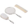 3 pc Silver Chrome Girls Vanity Set Comb Brush Mirror.