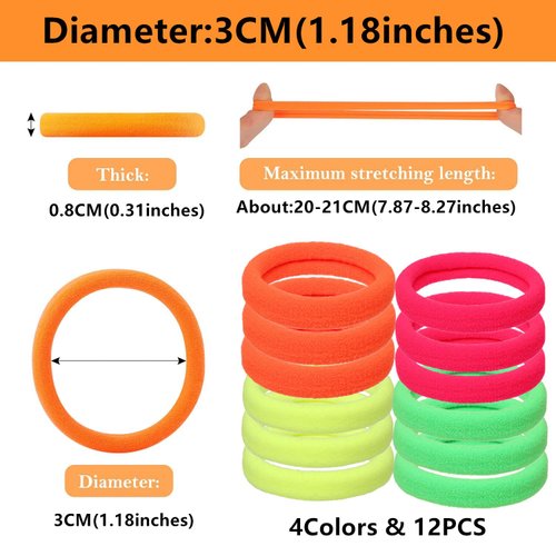 80s Retro Party Earrings and Hair Scrunchies Colorful Retro Rock Pop Drop Earrings 1980s Hair Scrunchies Elastic Hair Bands Ties for 80's Outfit Glow Party Halloween