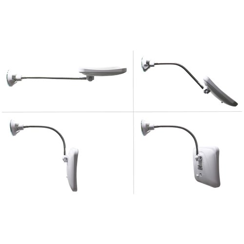 JiBen Square Flexible Gooseneck LED Lighted 10X Magnifying Makeup Mirror, Power Locking Suction Cup, Bright Diffused Light, 360 Degree Swivel, Portable Cordless Travel and Home Bathroom Vanity Mirror