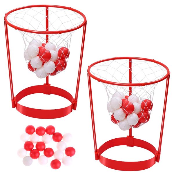 2 Pack Head Hoop Basketball Party Game for Kids and Adults, Adjustable Basket Net Headband with 20 Balls for Carnival Party Birthday Party Family Indoor Outdoor Game