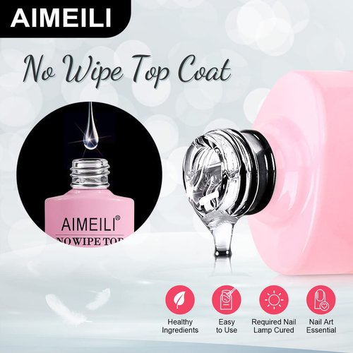 AIMEILI No Wipe Top Coat Soak Off U V LED Gel Nail Polish