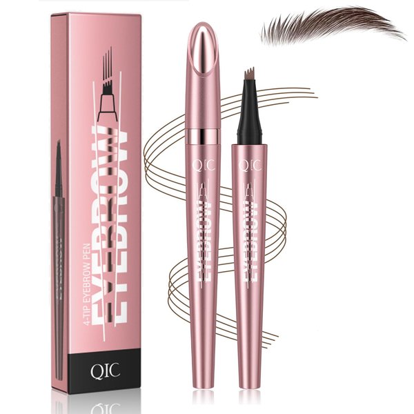 3D Waterproof Microblading Eyebrow Pen,Micro 4 Point Eyebrow Pencil for Women Brown, Long-lasting Natural Smudge-proof Precision Magical Microblade Brow pen (2# Dark Browm)