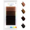 Colored Lash Extensions, 16 Rows Cashmere lash extensions, 0.07 C Curl Lash Extensions, 15mm Classic Lash Extensions, Single Lash Extensions for Professional(Brown Gradient 0.07C-15mm)