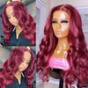 west kiss Burgundy Lace Front Wigs Human Hair Wigs for Black Women Human Hair 5x5 HD Lace Closure Wigs Human Hair 99J Body Wave Lace Front Wig Glueless Wigs Human Hair Pre Plucked 20 inch