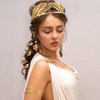 WILLBOND 15 Pieces Greek Goddess Costume Accessories Women Toga Golden Leaves Bridal Crown Headband Bracelet Pearl Earrings and Hair Pins (Fresh Style)