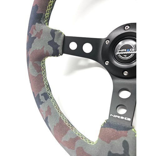 New NRG Innovations Reinforced Deep Dish Steering Wheel RST-006MB-S-CAMO + U.S. Performance Lab Air Freshener