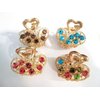 Jeweled antique gold hair claw clip with crystals (Primary color: Pink)