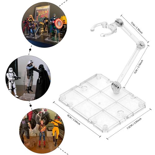 XISTEST Action Figure Stand, 8 PCS Assembly Action Figure Display Holder Base Doll Model Support Stand Compatible with HG RG SD SHF Gundam 1/144 Toy with Screwdriver Transparent