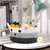 Zopeal Cat Basket Storage Woven Basket Organizer with Ears Decorative Pet Toy Cute Basket Cotton Rope Basket for Gift Cat Dog Toy Bin Nursery Room Kid (White, Light Gray and Gray,8.3 x 4.7 Inch)
