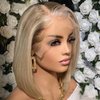 Merhara Ash Blonde Bob Wigs Human Hair 180% Denstiy 13x4 HD Lace Frontal Bob Wig Human Hair for Women Ash Blonde Wigs Human Hair Straight Glueless Pre Plucked Lace Front Short Bob Wigs 12 Inch