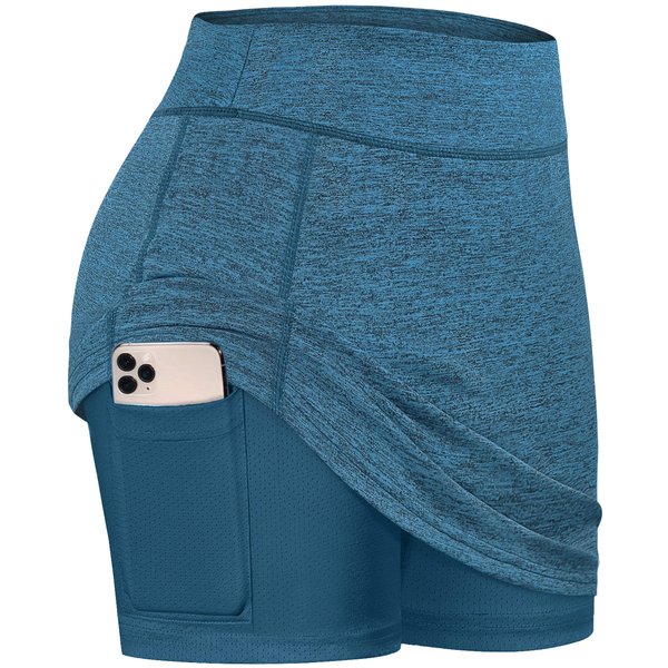 BLEVONH Skorts Skirts for Women,Soft Cute Workout Tennis Skirt Ladies Loose Fit Sports Running Skort Recreation Outdoor Shorts Blue Green M