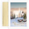Masterpiece Studios Holiday Classic Collection 16-Count Christmas Cards with Foil Lined Envelopes, Country Church, 5.62" x 7.87" (895800)