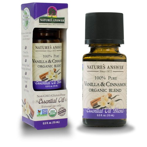 Nature's Answer 100% Pure Organic Essential Oil Blend, 0.5-Ounce, Vanilla/Cinnamon
