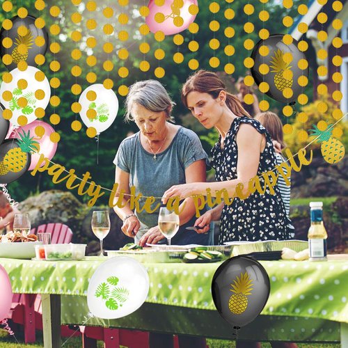 Party Like A Pineapple Banner Tropical Pineapple Garland Banner Summer Pool Beach Banner for Tropical Hawaii Theme Baby Shower Birthday Party Supplies