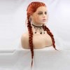 melody wig Synthetic Copper Red Braid Lace Front Wigs 360#Color Double Braided Wig Heat Resistant Fiber Long Braid Wig With Baby Hair …