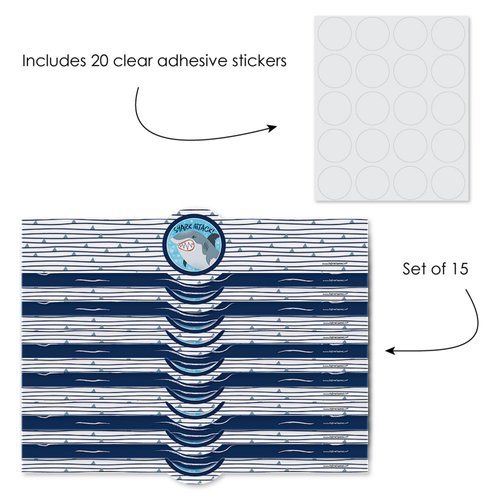 Big Dot of Happiness Shark Zone - DIY Party Supplies - Jawsome Shark Party or Birthday Party DIY Wrapper Favors and Decorations - Set of 15