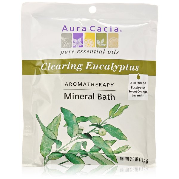 Aura Cacia Aromatherapy Mineral Bath, Clearing Eucalyptus, 2.5 ounce packet (Pack of 3)
