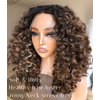 BlackSwern Brown Glueless Curly Lace Front Wigs Pre Plucked, Lace Front Wigs Curly Hair Synthetic Lace Front Wig, Big Curly Wigs for Black Women Color : Chocolate Brown