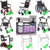 Wheelchair Side Organizer Storage Bag Armrest Pouch with Cup Holder and Reflective Stripe Use Waterproof Fabric, for Most Wheelchairs, Walkers or Rollators (Purple)