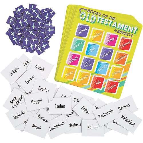 HAPPY DEALS ~ Books of The Bible Bingo Game | for 16 Players | VBS Sunday School Religious Game for Kids