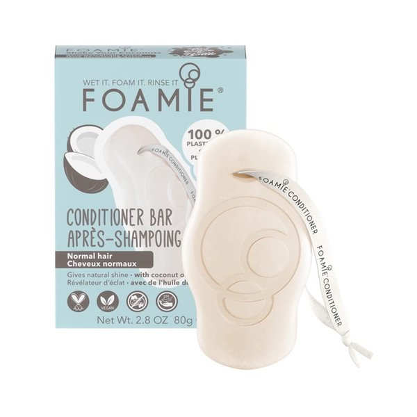 Foamie Natural Hair Solid Conditioner Bar, Deep Conditioner for Dry Damaged Hair, Coconut Conditioner Bar Soap-Free Cleans Your Scalp, Plastic Free, Cruelty, Paraben & Sulfate Free