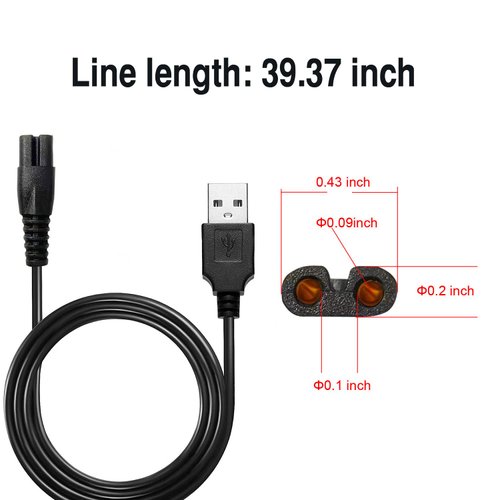 WAHFOX Head Shaver Charger Cord USB Cable for Pitbull Skull Shaver (USB Charger)