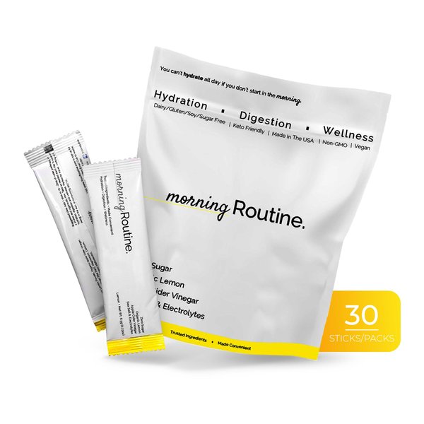 ROUTINE Morning Daily Hydration | Electrolyte Powder Packets with Apple Cider Vinegar, Lemon and Sea Salt | Hydrate Powder, Electrolyte Drink Mix | Keto & Paleo Electrolytes Hydration Powder - 30 ct