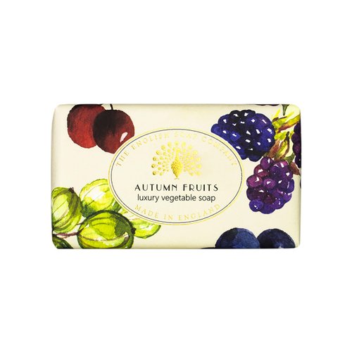 The English Soap Company Vintage Wrapped Soap Bar, Luxury Autumn Fruits Shea Butter Soap Bar, Moisturising Soap Bar for Face and Body, Autumn Fruits Scent 190g