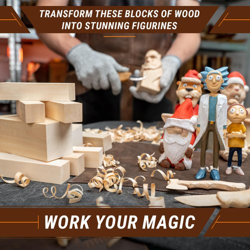 BeaverCraft BW10 Large Basswood Carving Blocks Set Bass Wood for Wood Carving Unfinished Wood Blocks - Whittling Wood Soft Carving Wood Blocks for Carving Wooden Block Set Block of Wood for Crafts