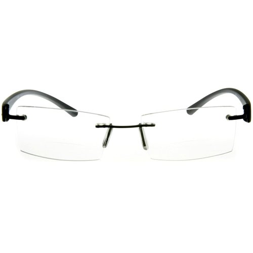 "American Woman DX" Slim, Semi-Rimless Bifocal Reading Glasses for Stylish Women (Black +2.50)