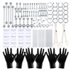 ChiMunllin 120PCS Body Piercing Kit Surgical Steel 14G 16G 20G BCR CBR Labret Lip Rings Cartilage Daith Earrings Nose Septum Nose Studs Belly Button Rings Jewelry Needles Gloves Clamps Tools