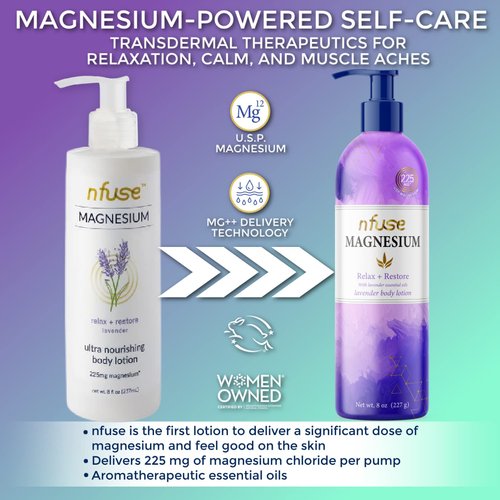 New nfuse Magnesium Body Lotion | Ultra Healing | Natural Magnesium Therapy | Lavender: Rest + Restore | 8 oz