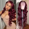SUPERNOVA Burgundy Lace Front Wigs Human Hair 99j Body Wave 13x4 Lace Front Wig Human Hair for Black Women Pre-Plucked 180% Density Full lace Wig Hair Wig (18inch, Burgundy wig Human Hair)