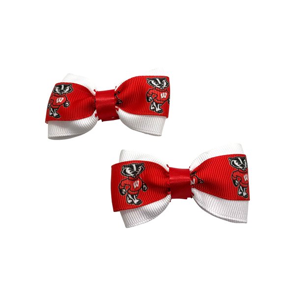 Handmade Wisconsin Football Girls Hair Bow Set, Little Girl Bows, Pigtail Hair Bows, Toddler Hair Bows,