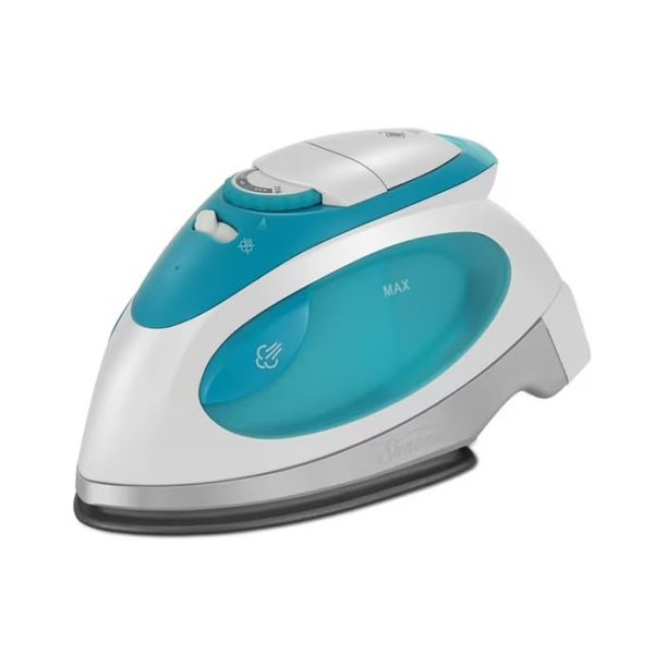 Mini Steam Iron for Travel, 1080W, Dual Voltage, Lightweight Non-Stick Soleplate, Portable Travel Steam Iron, White-Teal