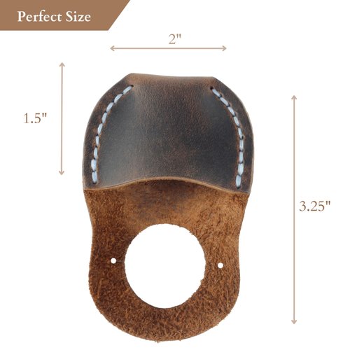 Toprank Leather Thumb Guard for Wood Carving - Premium Full Grain Leather Finger Protector, Handmade Carpenter Carving Kit Accessory (Tan)