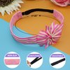FROG SAC 4 Preppy Striped Bow Headbands for Girls, Cute Hair Accessories for Kids, Adjustable No Slip Grosgrain Ribbon Headband Pack for Kids, Elastic Non Slip Fashion Hairbands With Bows For Children