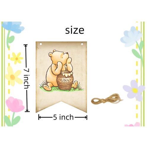 Winnie Birthday Banners Classic Pooh Happy Birthday Banner Signs Adorable Winnie Birthday Decoration Supplies