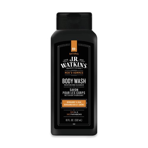 J R Watkins Men's Body Wash, Bergamot & Oak, 18 fl oz (532 ml)