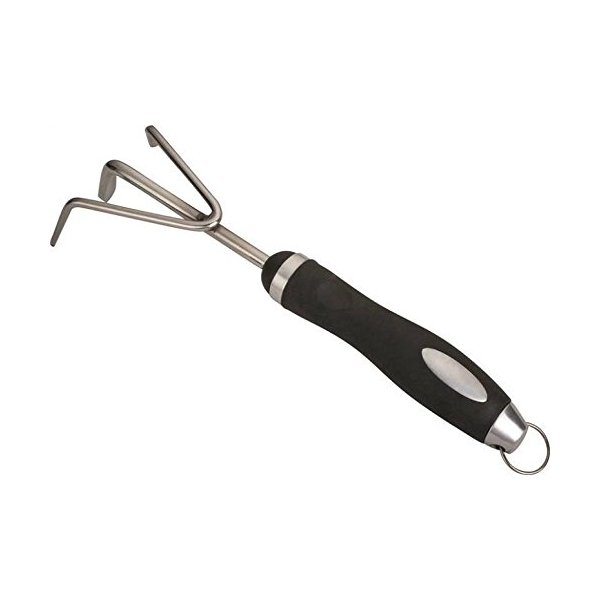 Edward Tools Hand Cultivator - Rust Proof Stainless Steel - Extra Strength bendproof Design for Heavier Rocky/Clay soils - Great for loosening or Weeding Soil - Ergo Handle